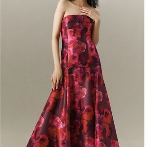 Hutch Maria strapless floral a-line maxi dress nwot 22w